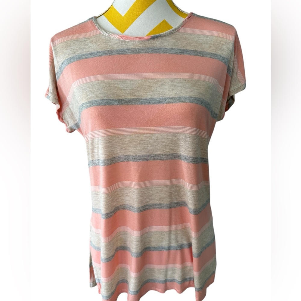 Striped Women's Top - Pink and Gray